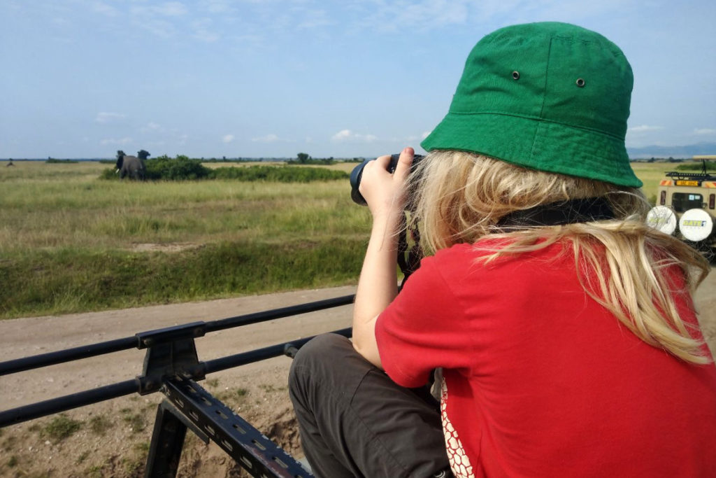 Afrika mit Kind Safari mit Kind Foto vom Safarijeepdach Elefant